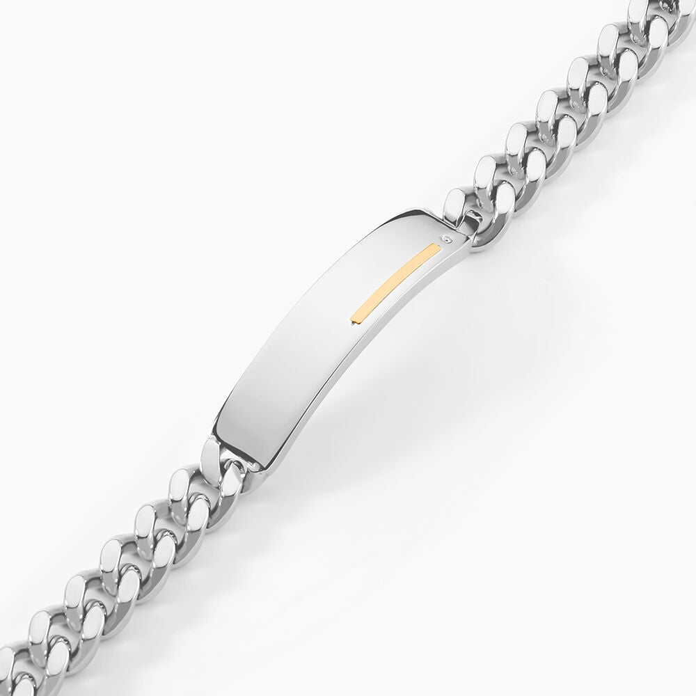 Bracelet Identit&eacute; Adoline Acier Blanc Diamant - Gourmettes Homme | Marc Orian