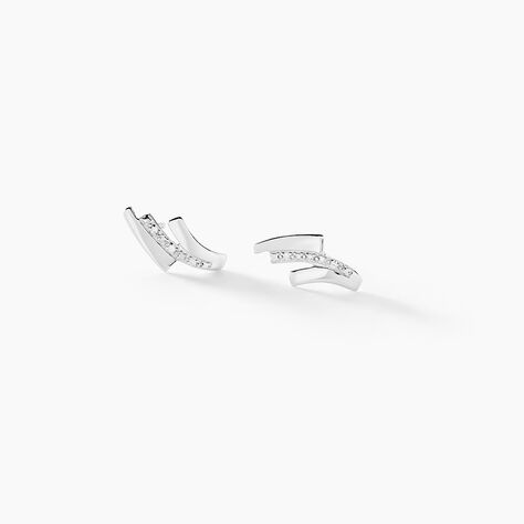 Boucles D'oreilles Puces Ainhoa Or Blanc Diamant - Puces Femme | Marc Orian