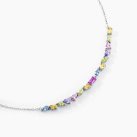 Collier Evasion Argent Blanc Pierre De Synthese Oxyde De Zirconium