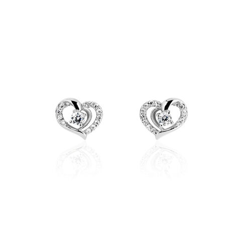Boucles D'oreilles Puces Aggie Argent Blanc Oxyde De Zirconium - Puces Femme | Marc Orian