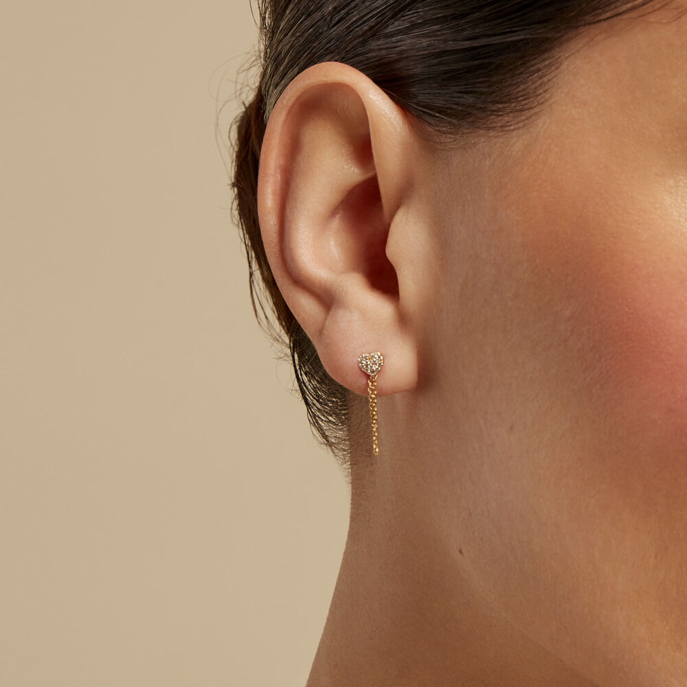 Boucles D'oreilles Pendantes Eclat D'amour Or Jaune Oxyde De Zirconium - Pendantes Femme | Marc Orian