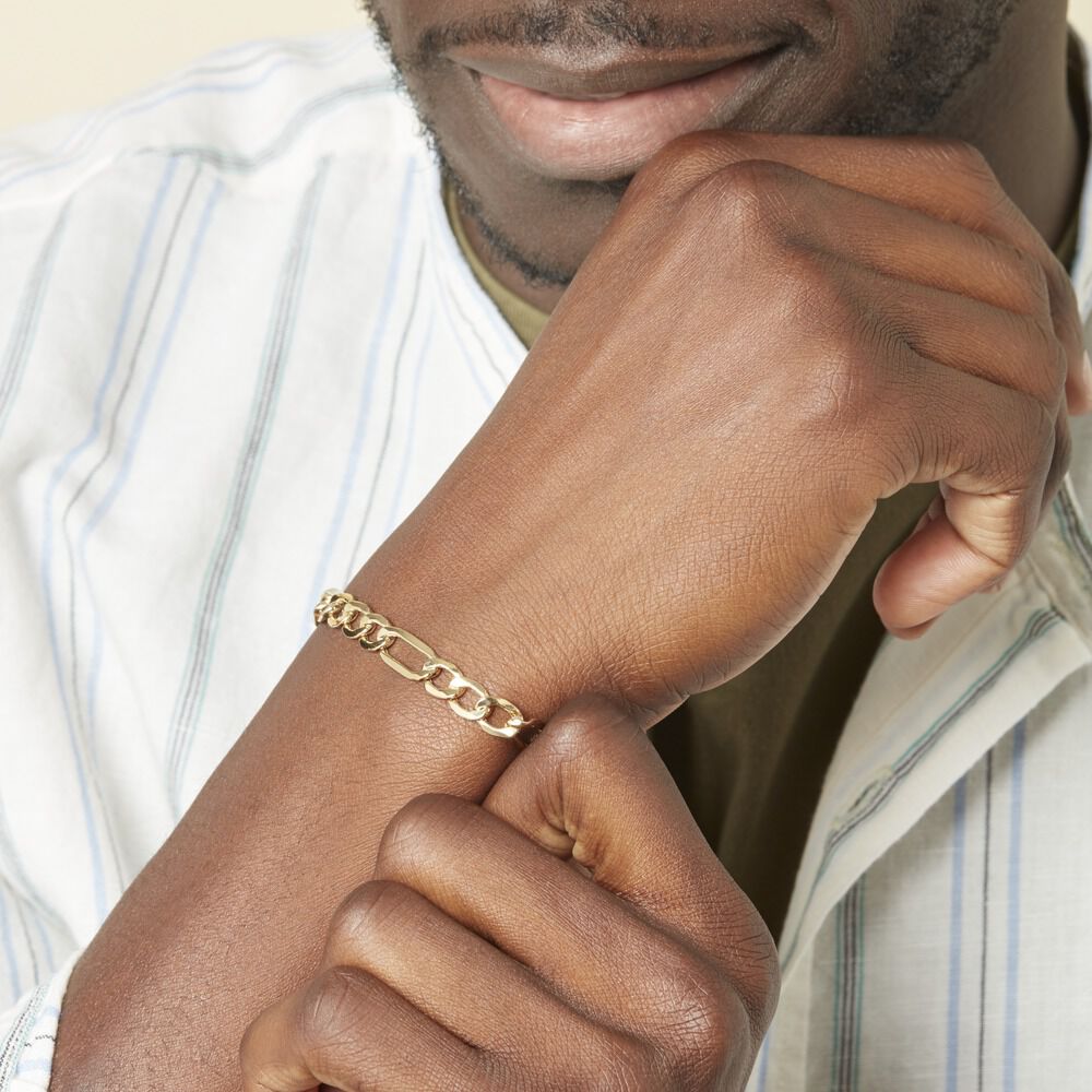 Bracelet Or Jaune Maille Alternée - Bracelets mailles Homme | Marc Orian