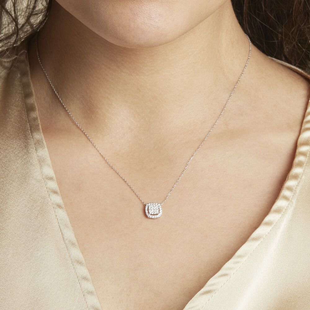 Collier Or Blanc Naveen Diamants Synthétiques - Colliers avec pierres Femme | Marc Orian