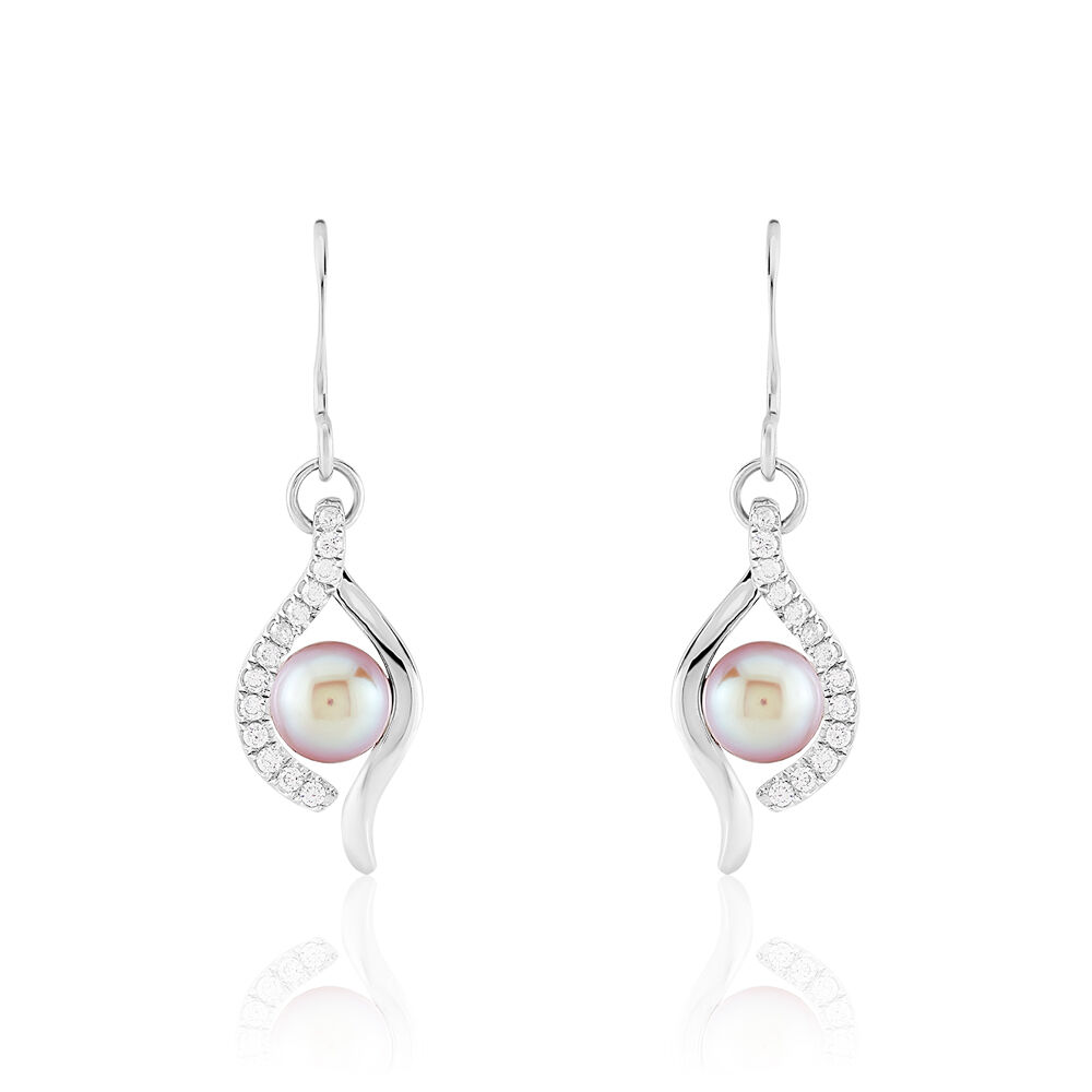 Boucles D'oreilles Pendantes Deniz Argent  Perle De Culture Et Oxyde - Pendantes Femme | Marc Orian