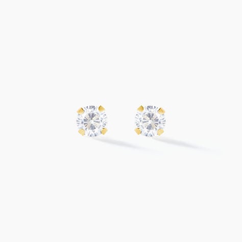 Boucles D'oreilles Puces Pepita Or Jaune Oxyde De Zirconium - Puces Famille | Marc Orian