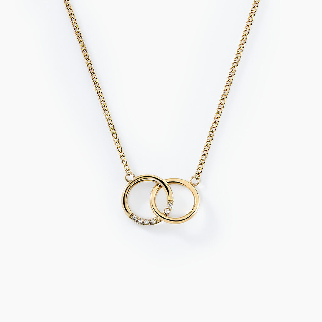 Collier Acier Dor&eacute; Oxydes De Zirconium - Colliers avec pierres Femme | Marc Orian