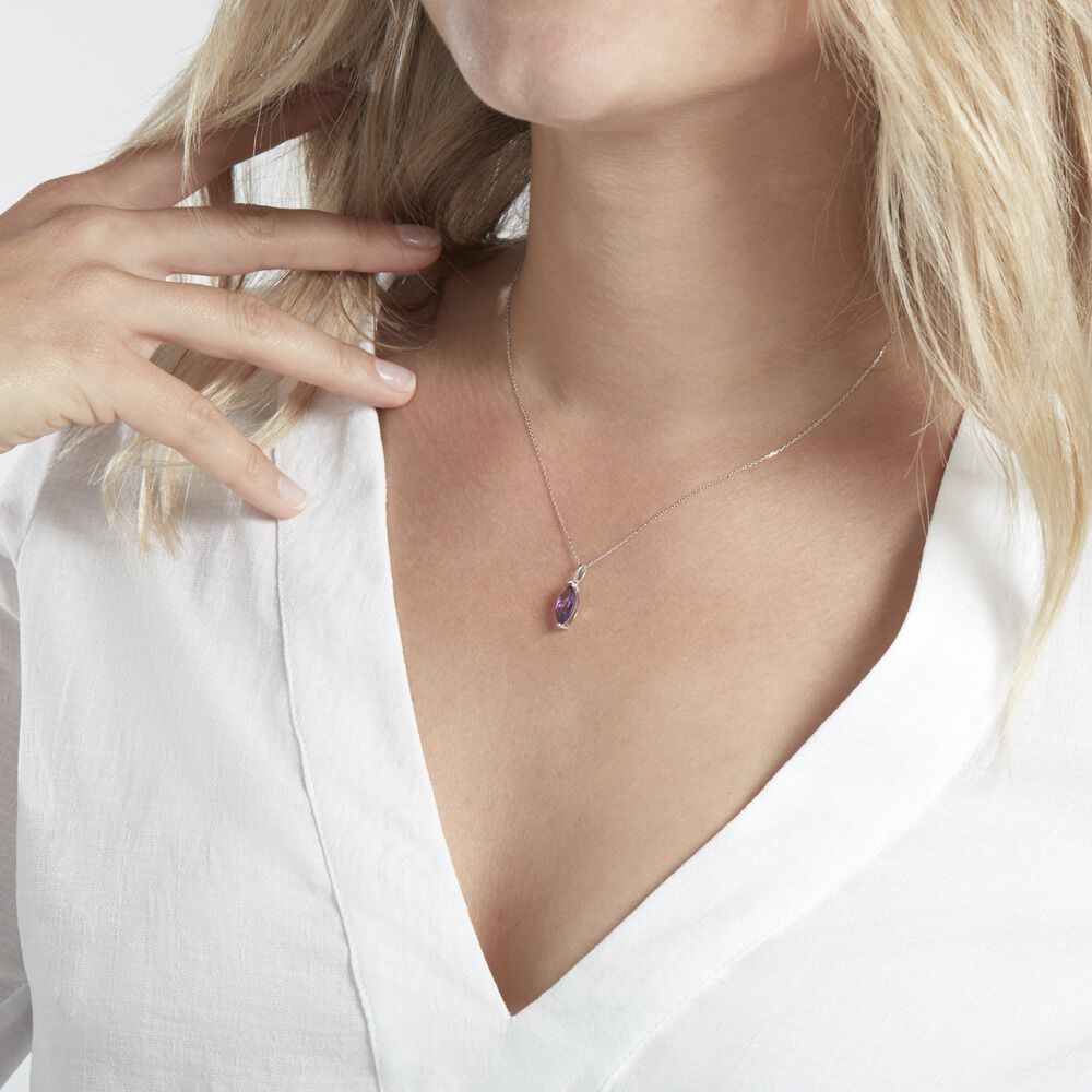 Collier Or Blanc Raquel Améthyste - Colliers avec pierres Femme | Marc Orian