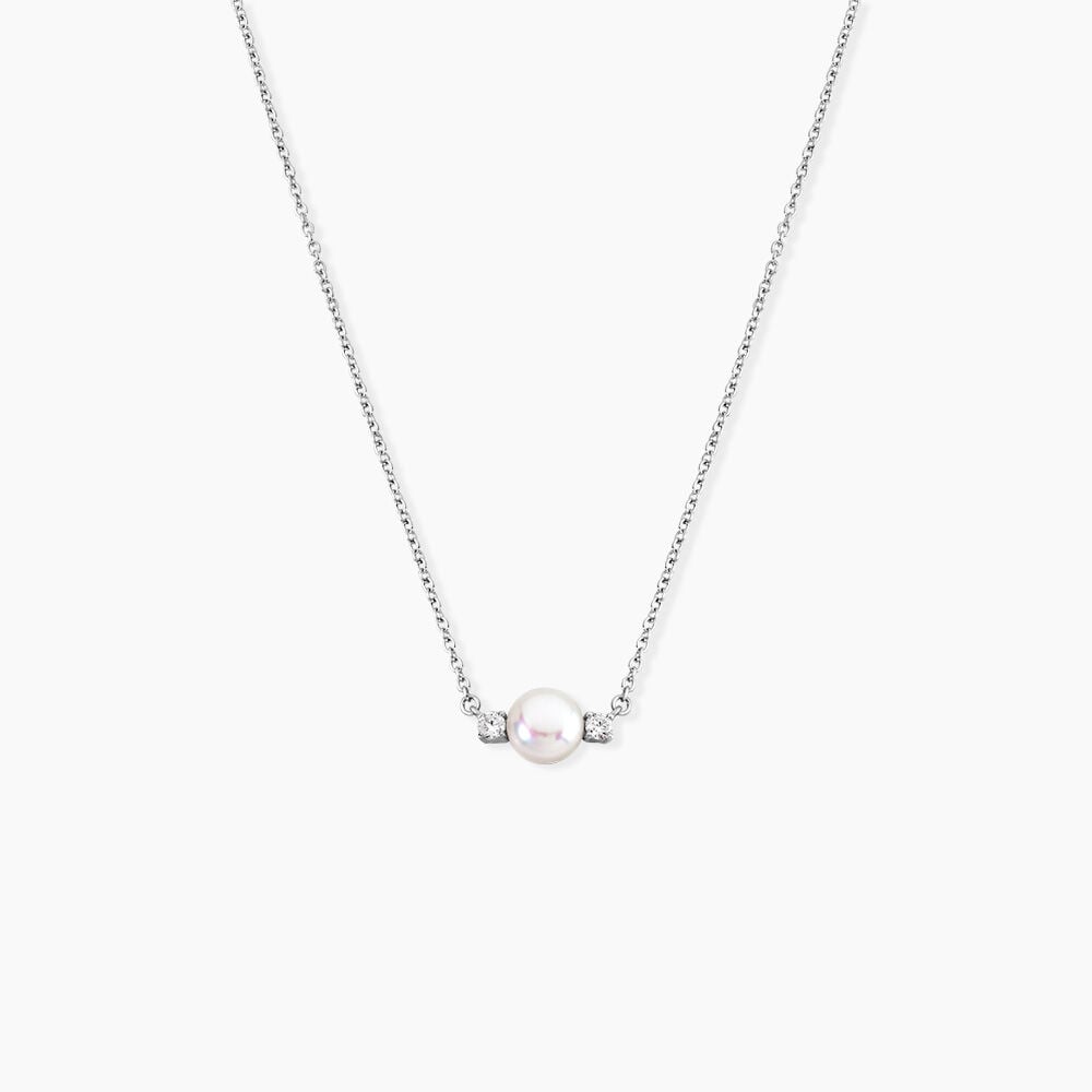 Collier Sari Argent Blanc Perle De Culture Oxyde De Zirconium - Colliers avec pierres Femme | Marc Orian