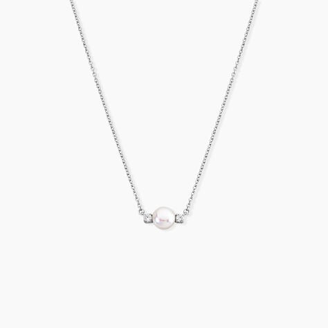 Collier Sari Argent Blanc Perle De Culture Oxyde De Zirconium - Colliers avec pierres Femme | Marc Orian