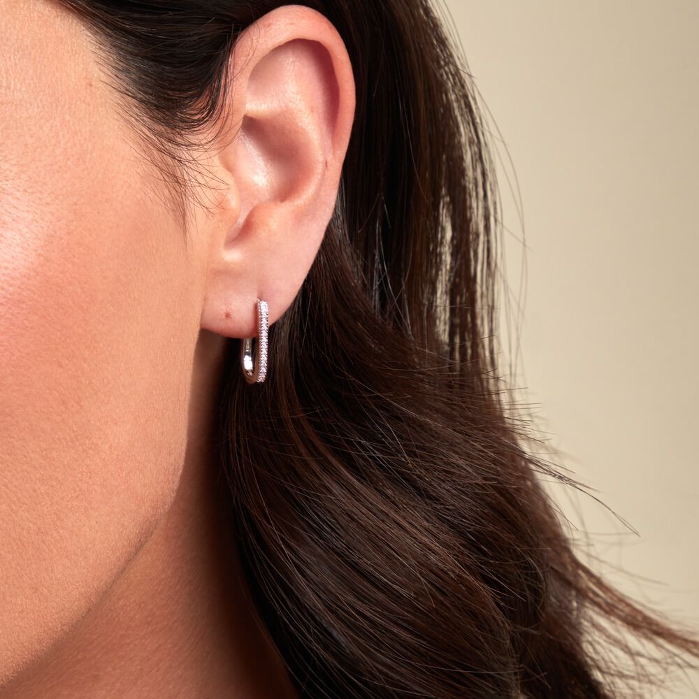 Créoles Lutetia Argent Blanc Oxyde De Zirconium - Créoles Femme | Marc Orian