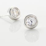 Boucles D'oreilles Puces Eden Serti Pneu Or Blanc Oxyde De Zirconium - Puces Femme | Marc Orian