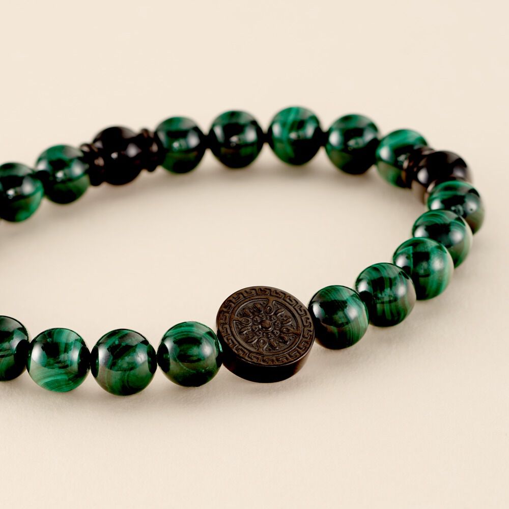 Bracelet Jourdan Acier Noir Malachite - Bracelets chaînes Homme | Marc Orian