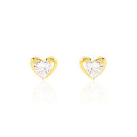 Boucles D'oreilles Puces Daria Coeur Plein Or Jaune Oxyde De Zirconium