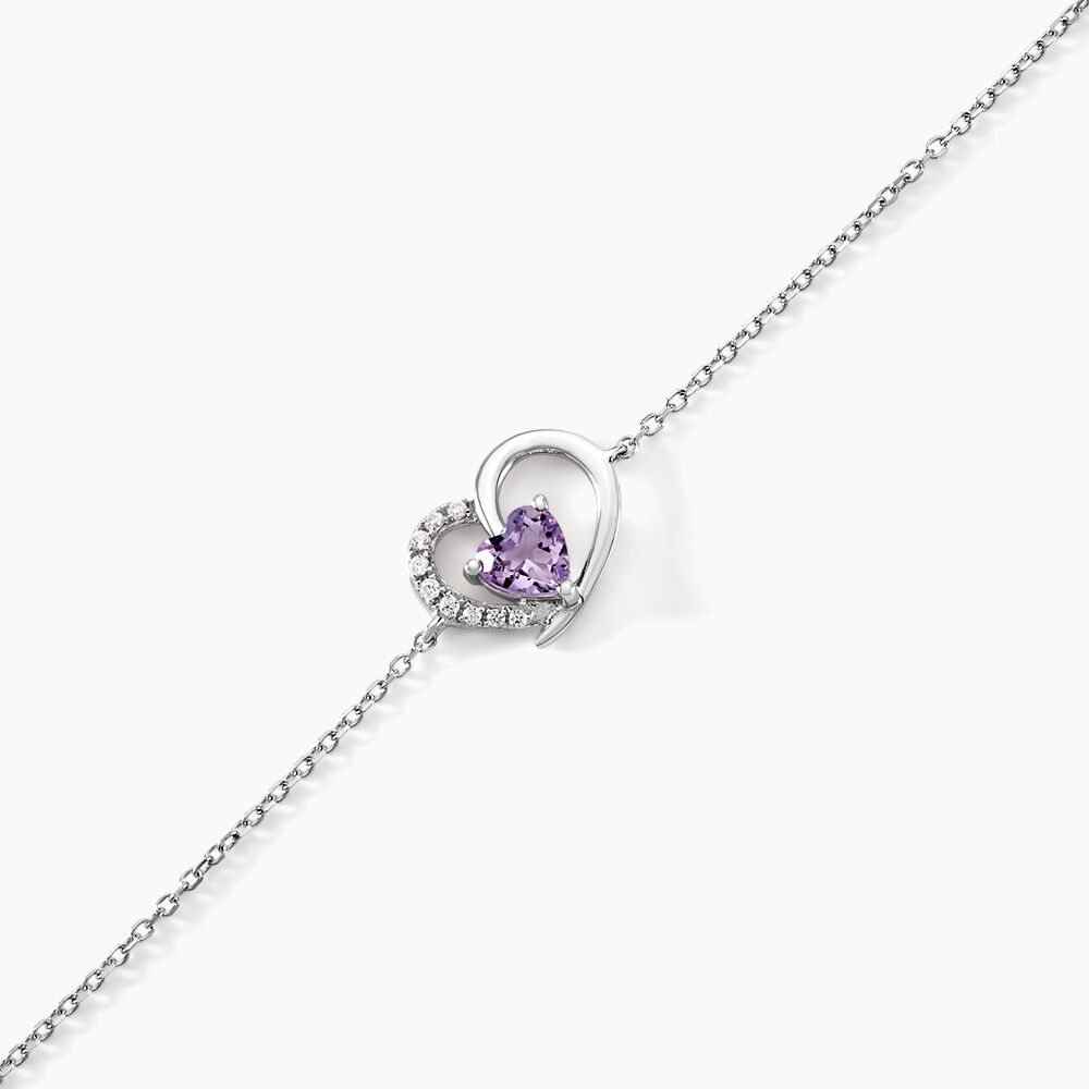 Bracelet Eliana Or Blanc Amethyste Et Oxyde De Zirconium - Bracelets chaînes Femme | Marc Orian