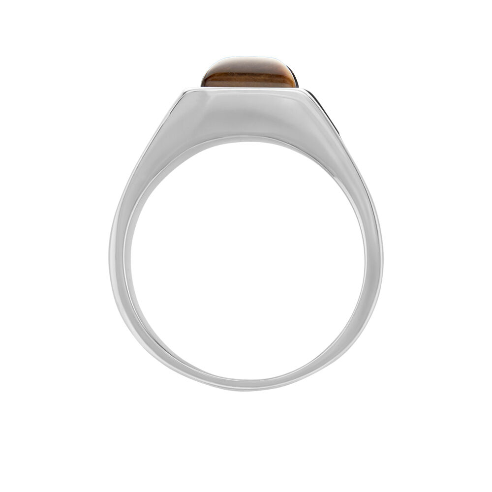 Chevaliere Acier Blanc Selim œil De Tigre - Chevalières Homme | Marc Orian