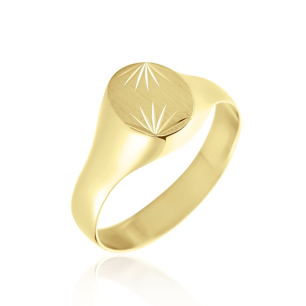 Chevalière Ovale Diamantee Soleil Or Jaune - Chevalières Famille | Marc Orian