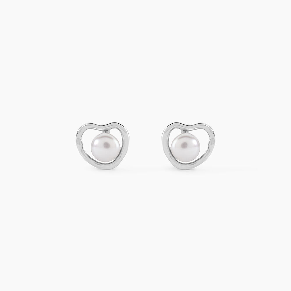 Boucles D'Oreilles Puces Ecume Argent Blanc Perle De Culture - Puces Femme | Marc Orian
