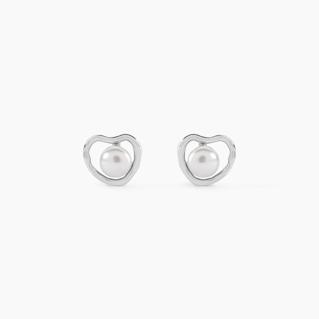 Boucles D'Oreilles Puces Ecume Argent Blanc Perle De Culture - Puces Femme | Marc Orian