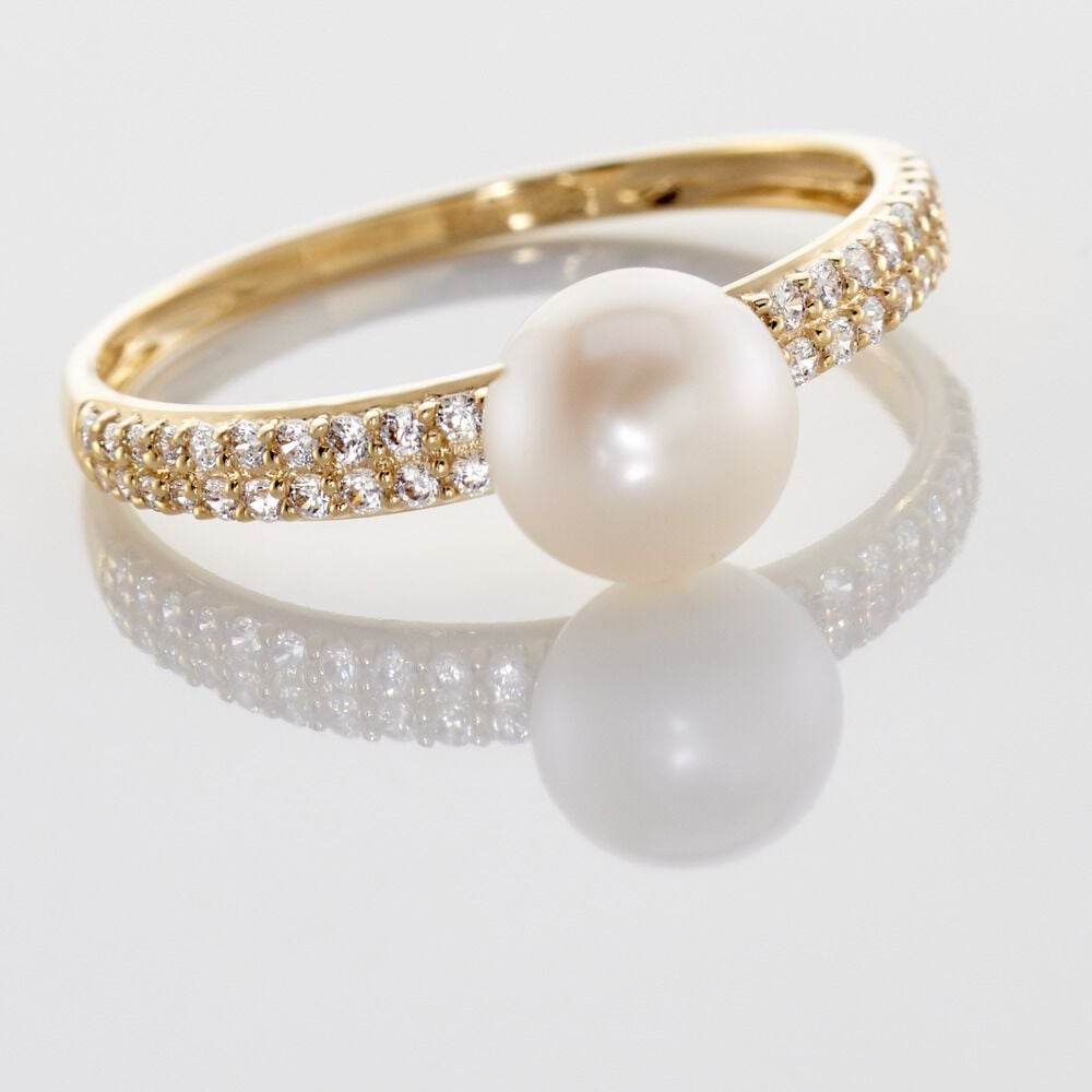Bague Maria-francoise Or Jaune Perle De Culture Et Oxyde De Zirconium - Bagues de promesse Femme | Marc Orian