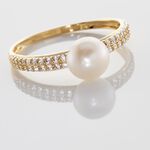 Bague Maria-francoise Or Jaune Perle De Culture Et Oxyde De Zirconium - Bagues de promesse Femme | Marc Orian