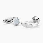 Boutons De Manchettes Jourdan Athos Acier Argent&eacute; Nacre - Boutons de manchette Homme | Marc Orian
