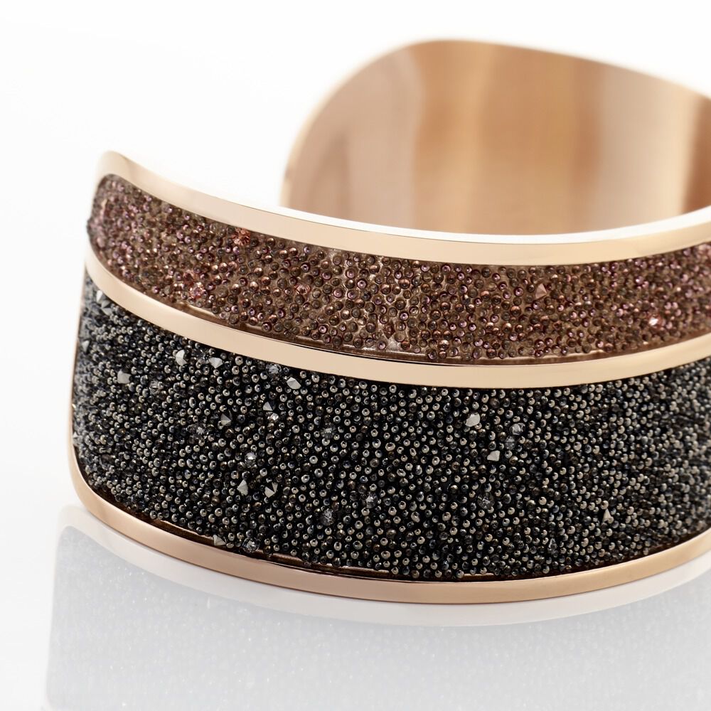 Bracelet Manchette Ouvert Acier Rose Carron - Bijoux fantaisie Femme | Marc Orian