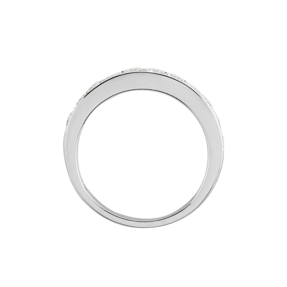 Demi-alliance Or Blanc  Valentine Diamant Synthetique - Alliances avec pierres Femme | Marc Orian