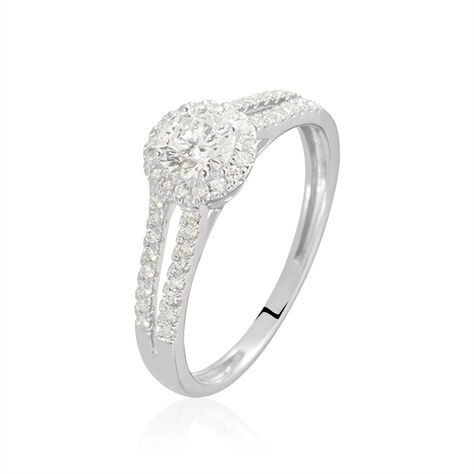 Bague Solitaire Accompagné Sosanna Or Blanc Diamant Synthétique - Bagues Solitaire Femme | Marc Orian