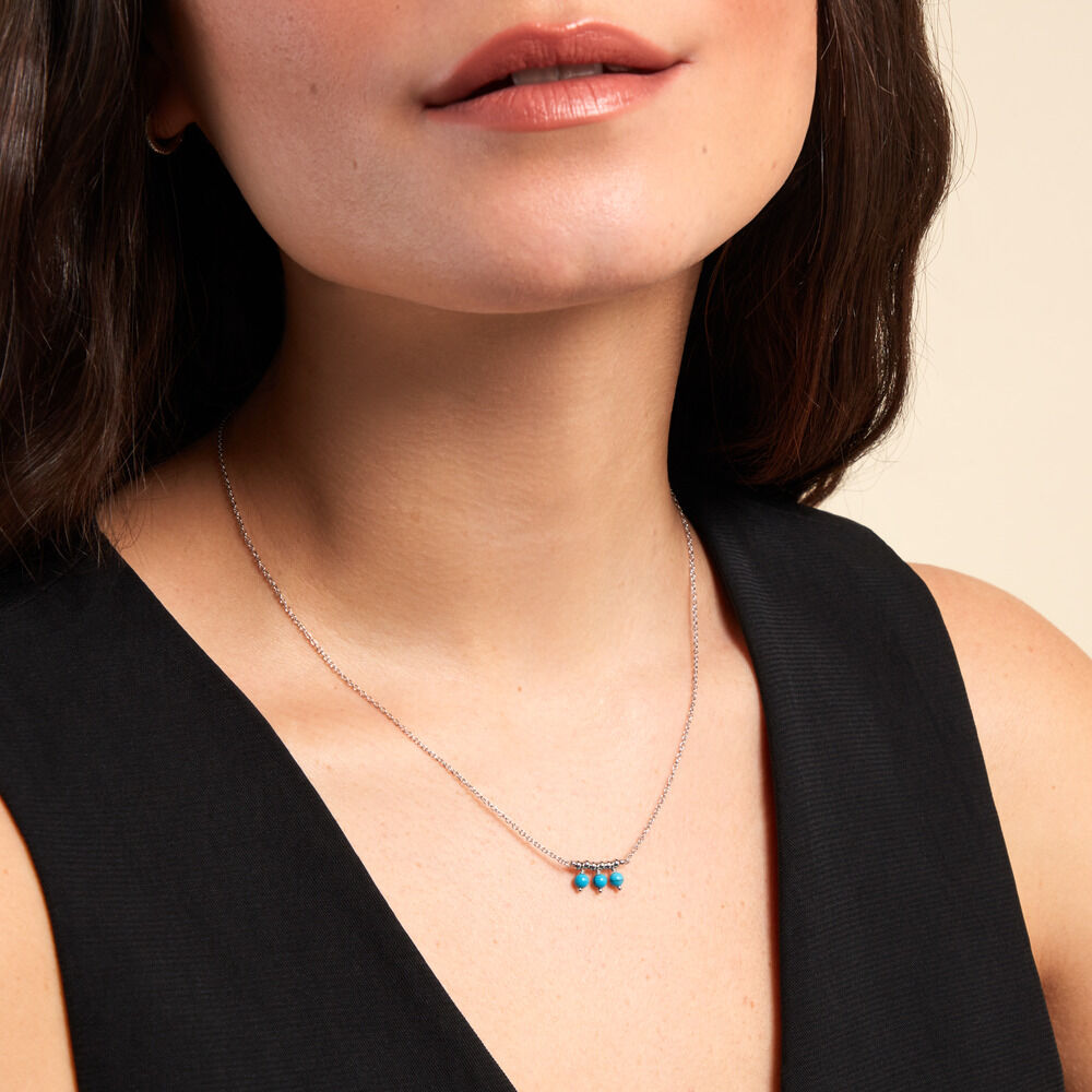 Collier Della Argent Blanc Turquoise - Colliers avec pierres Femme | Marc Orian