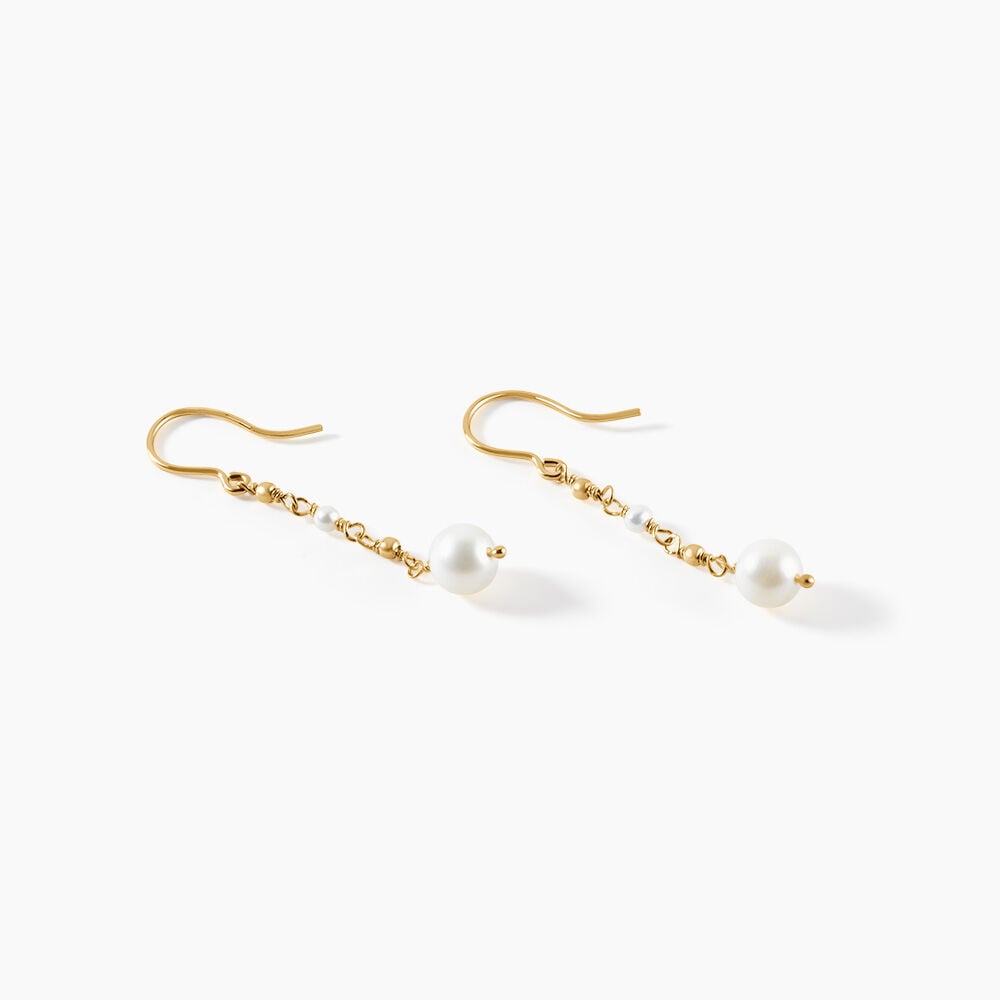 Boucles D'Oreilles Pendantes Bindy Argent Dor&eacute; A L'Or 750/1000 Perle De Culture - Pendantes  | Marc Orian