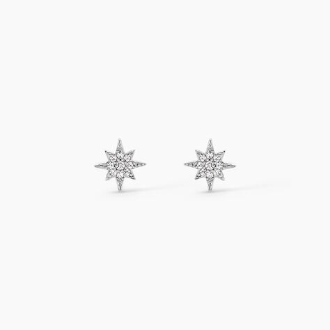 Boucles D'oreilles Puces Layana Argent Blanc Oxyde De Zirconium - Puces Femme | Marc Orian