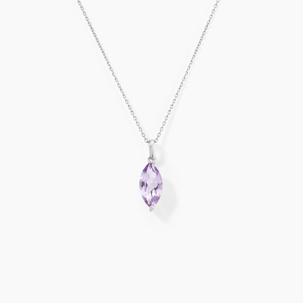 Collier Or Blanc Raquel Am&eacute;thyste - Colliers avec pierres Femme | Marc Orian