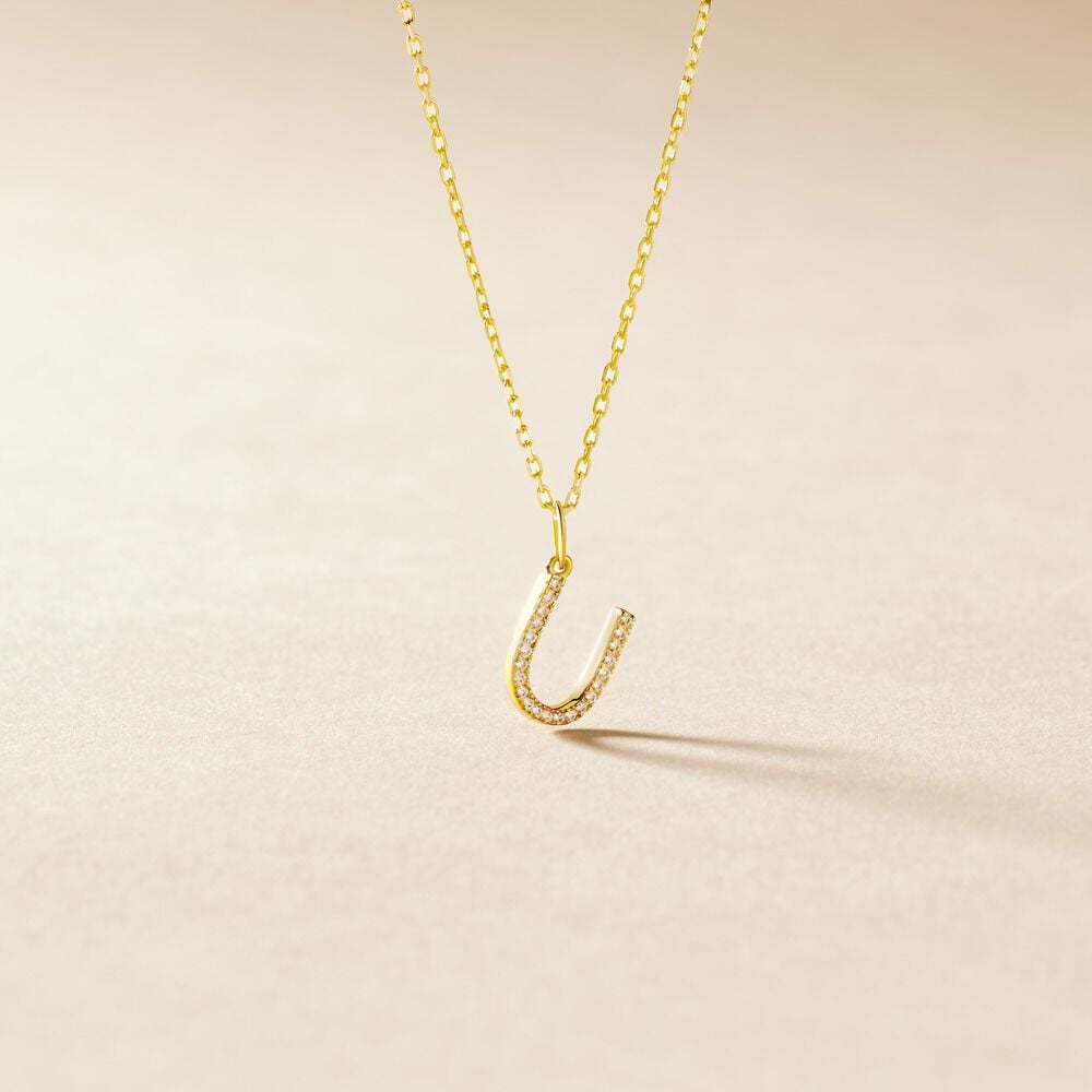 Pendentif Lettre U Or Jaune Oxyde - Pendentifs Famille | Marc Orian