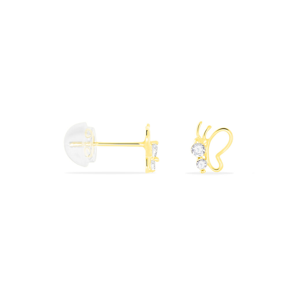Boucles D'oreilles Puces Evaelle Papillon Or Jaune Oxyde De Zirconium - Clous d'oreilles Femme | Marc Orian