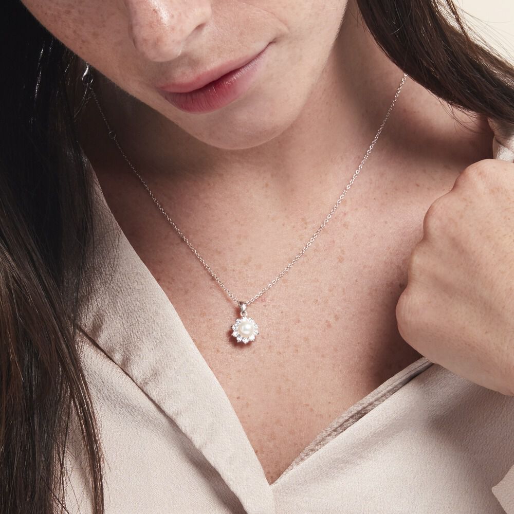 Collier Argent Blanc Cheri Perle De Culture Oxydes De Zirconium - Colliers avec pierres Femme | Marc Orian