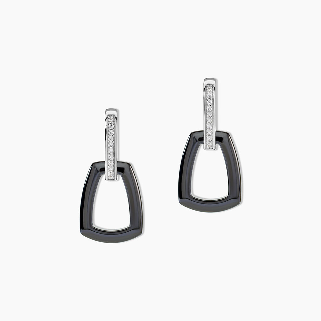 Boucles D'oreilles Pendantes Ezra Argent Blanc C&eacute;ramique Et Oxyde - Pendantes Femme | Marc Orian