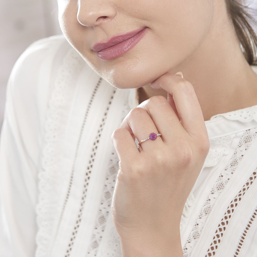 Bague Bonbon Or Rose Amethyste Et Oxyde De Zirconium - Bagues pierres fines Femme | Marc Orian