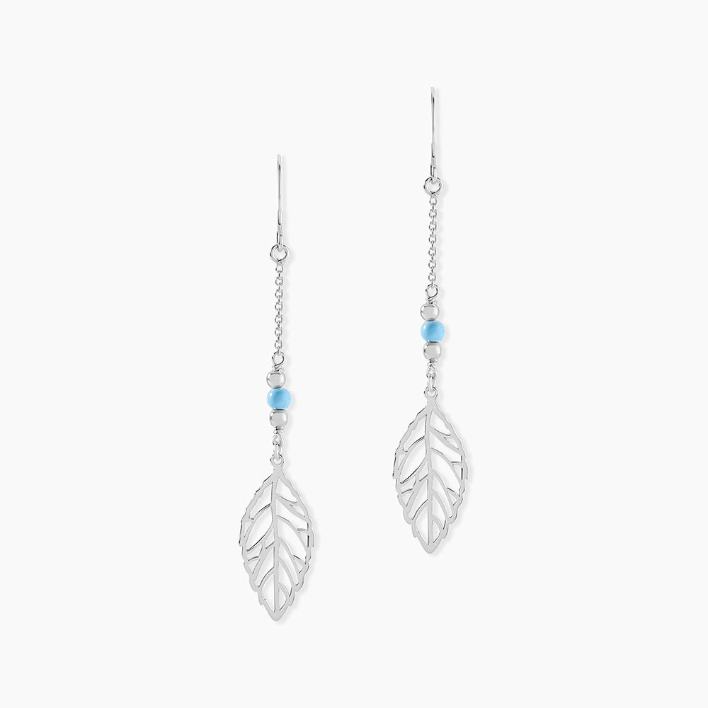 Boucles D'oreilles Pendantes Grethel Argent Blanc Turquoise - Pendantes Femme | Marc Orian