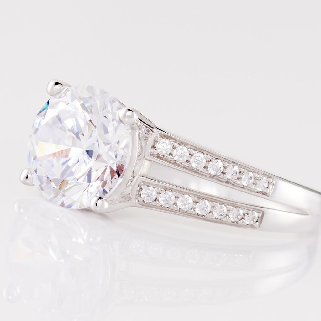 Bague Anthyme Or Blanc Oxyde De Zirconium - Bagues Solitaire Femme | Marc Orian