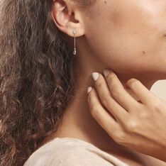 Boucles D'oreilles Pendantes Brenda Or Blanc Topaze - Boucles d'oreilles Pendantes Femme | Marc Orian