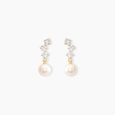 Boucles D'oreilles Pendantes Taiss Or Jaune Perle De Culture - Boucles d'oreilles Pendantes Femme | Marc Orian