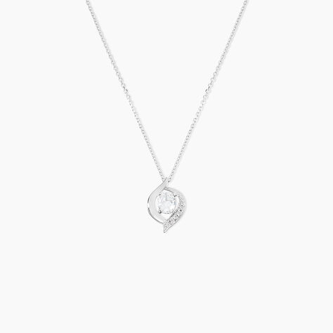 Collier Or Blanc Lydia Oxydes De Zirconium - Colliers avec pierres Femme | Marc Orian