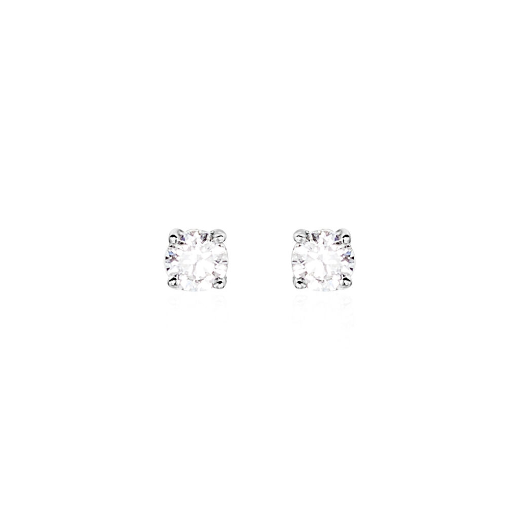 Boucles D'oreilles Puces Victoria Or Blanc Diamant - Puces Femme | Marc Orian