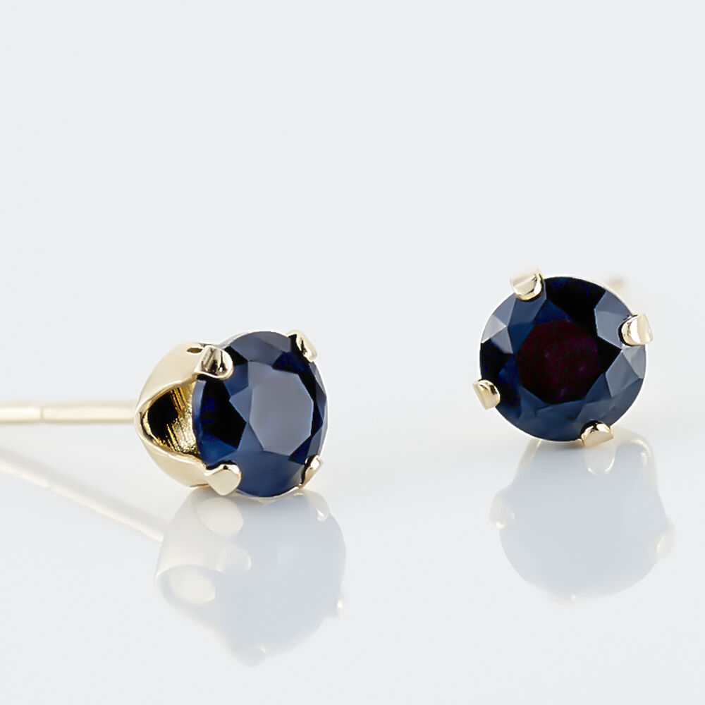 Boucles D'oreilles Puces Elea Serti Griffe Or Jaune Saphir - Puces Femme | Marc Orian