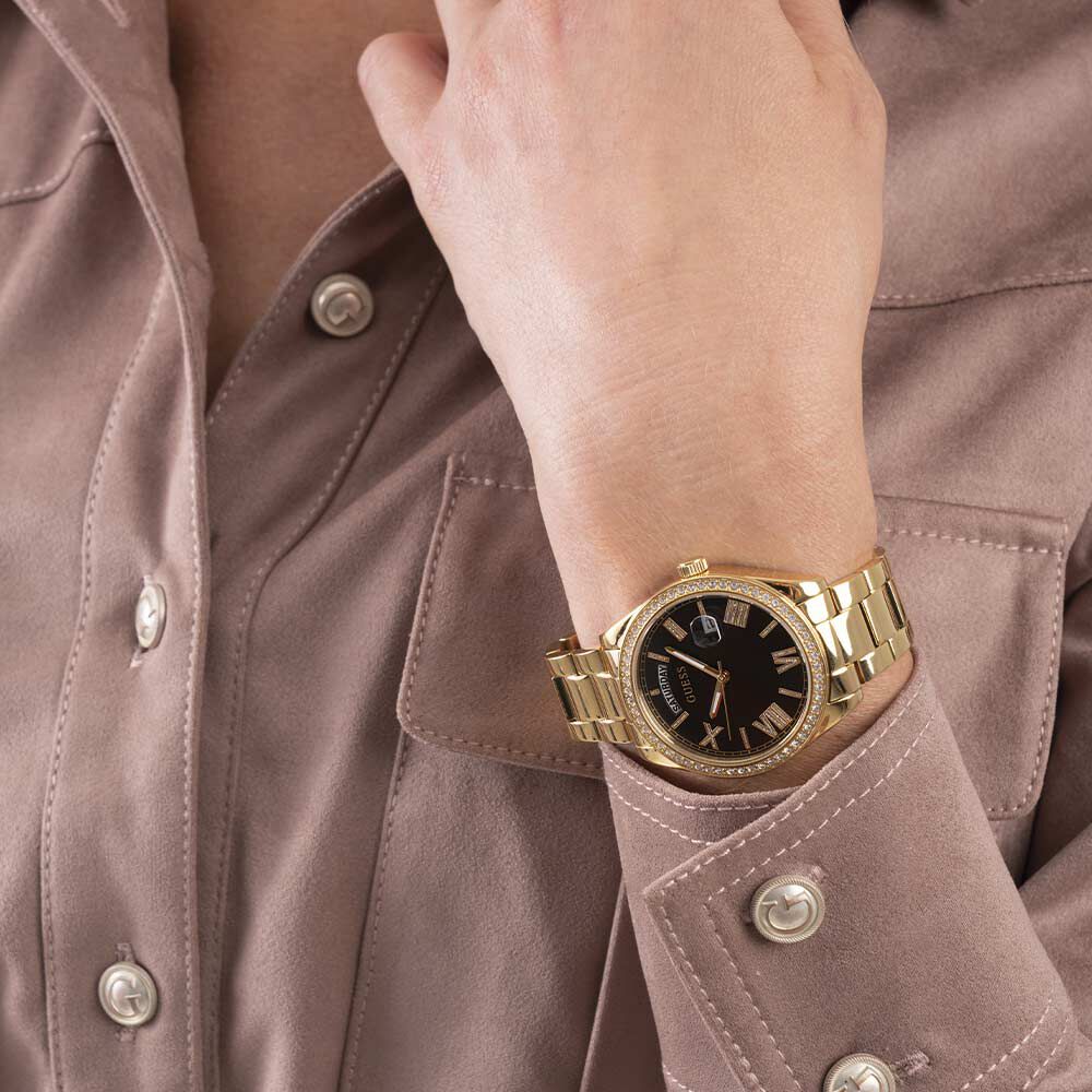 Montre guess sales femme noir strass