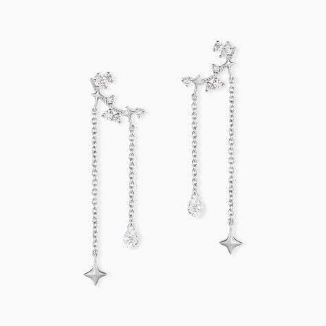 Boucles D'oreilles Puces Claodia Argent Blanc Oxyde De Zirconium - Puces Femme | Marc Orian