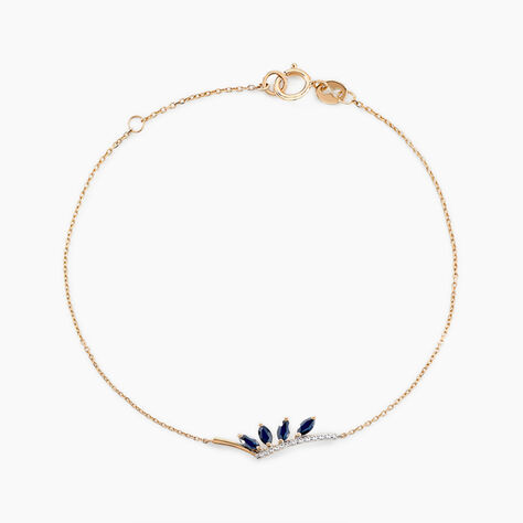 Bracelet Navette Or Jaune Saphir Diamant - Bracelets cha&icirc;nes Femme | Marc Orian