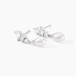 Boucles D'Oreilles Pendantes Elea Argent Blanc Perle De Culture Oxyde De Zirconium - Pendantes Femme | Marc Orian