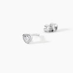 Boucles D'Oreilles Puces Mini Heart Argent Blanc Oxyde De Zirconium - Puces Femme | Marc Orian