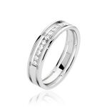 Alliance Serti Grains Ajoures Or Blanc Diamant - Alliances duo Unisex | Marc Orian